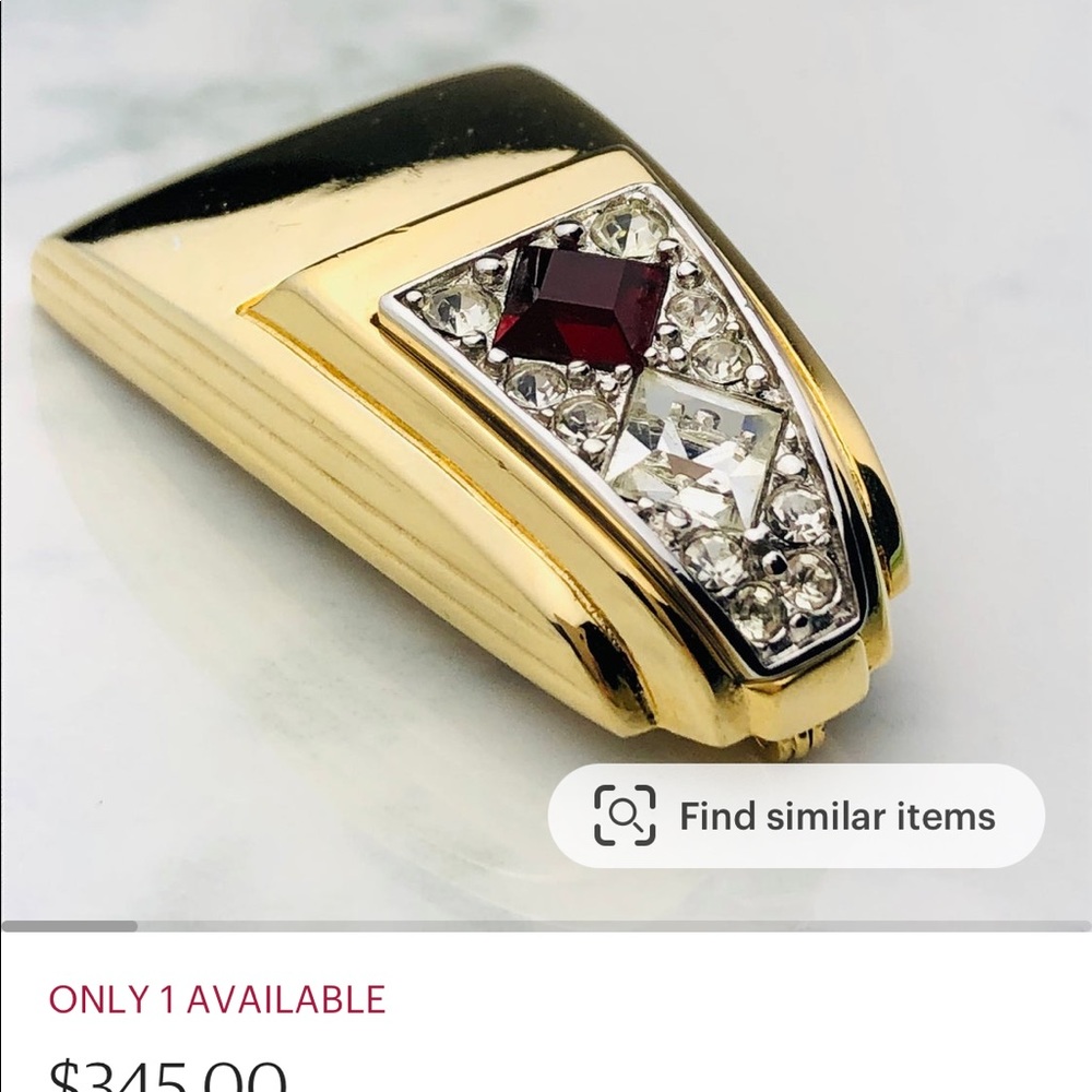 Vintage Givenchy bijoux , Art Deco style 18k gold plated ,crystal 1980 - Picture 7 of 8